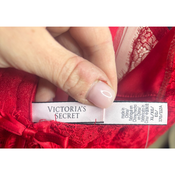 Victoria's secret lace up corset top w/garters red size XL - Picture 4 of 7